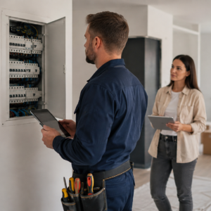 Specjalista ocenia instalację elektryczną w mieszkaniu przed remontem